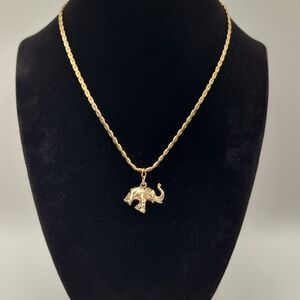 Gold Tone Elephant Pendant Necklace Minimalist Lucky Elephant Charm